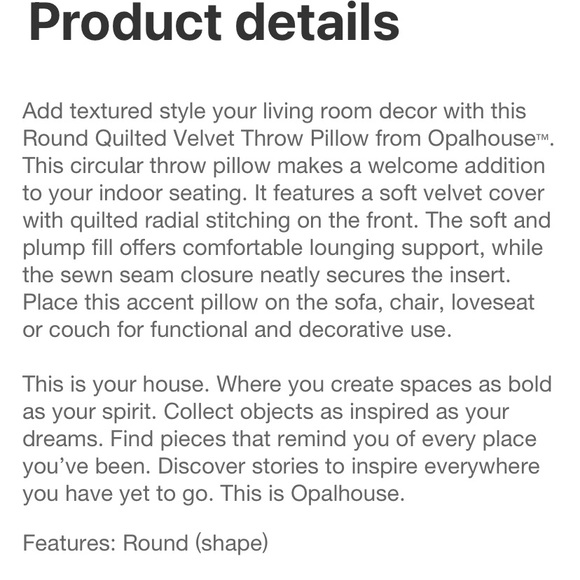 OPALHOUSE NEW quilted velvet round throw pillows -blue - Picture 5 of 6